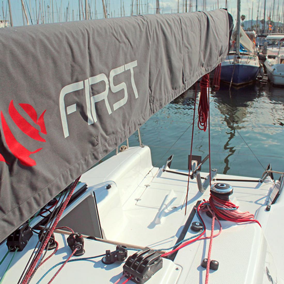 first beneteau racing sail boat barcelona spain day trip cherter sailing fast fun