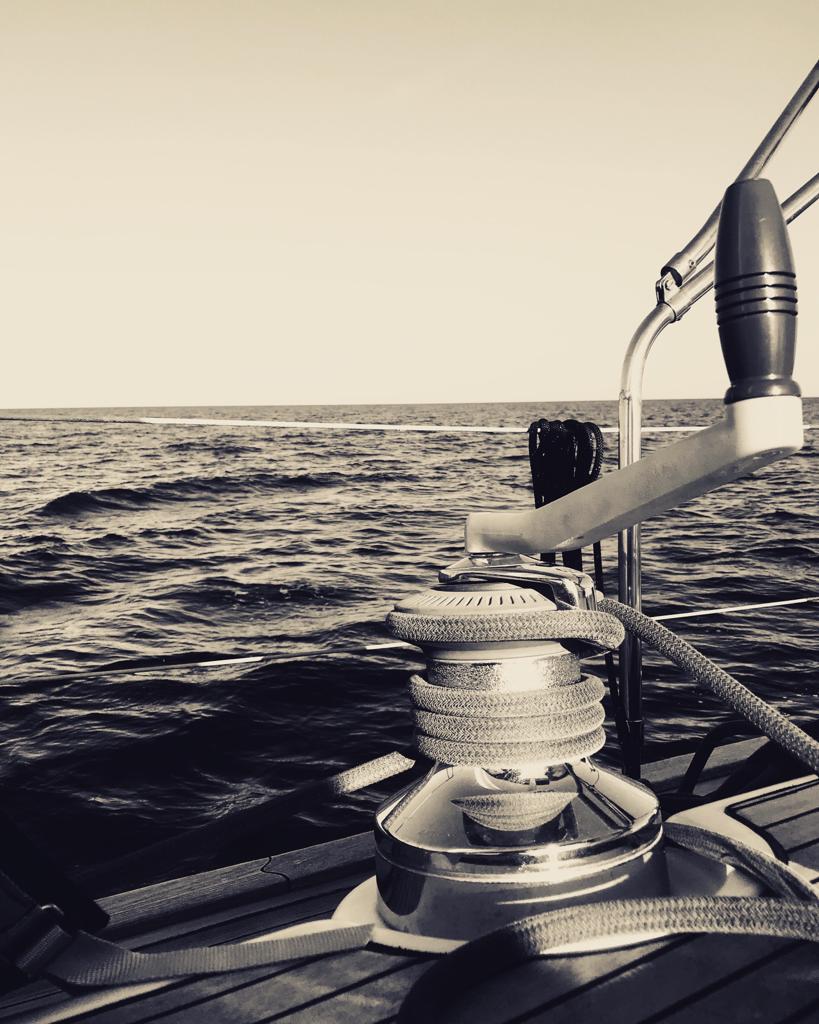 Dettaglio winch su barca a vela, corso formazione istruttori di vela 1° livello CONI, Fezzano La Spezia